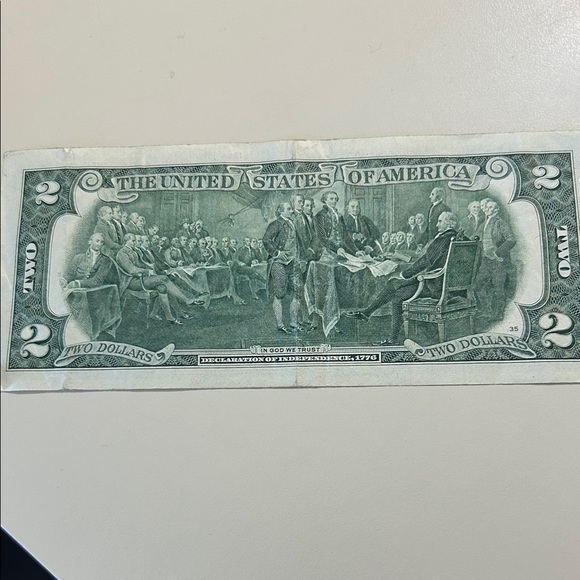 US Two Dollar Bill - Green and Black Currency - Picture 2 of 2